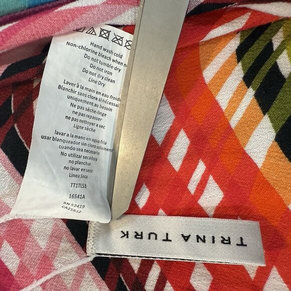 Trina Turk Poncho Top Swim Cover Up Prismatic Caftan Multi Colorful OS - Picture 6 of 10